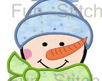 Winter snowman applique machine embroidery design