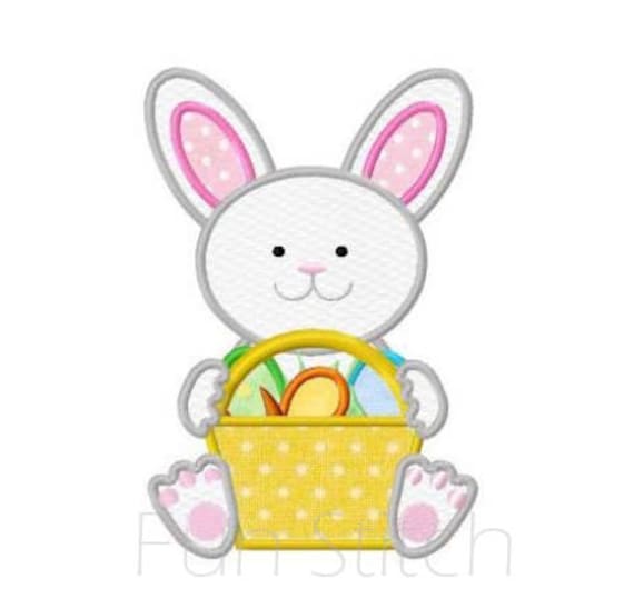 Sewing & Fiber Easter bunny basket applique machine embroidery design ...