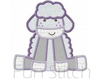 little lamb applique machine embroidery design instant download