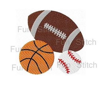 Sports balls machine embroidery design instant download