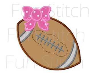 Football with bow applique machine embroidery design
