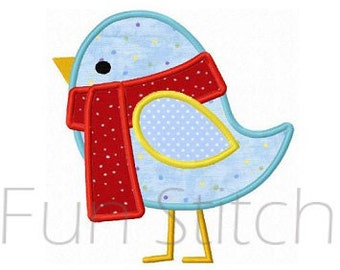 winter bird applique machine embroidery design digital instant download