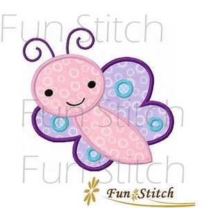 cute butterfly applique machine embroidery design digital pattern instant download