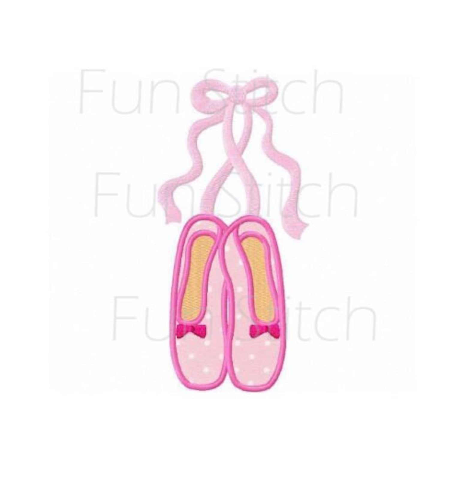 ballet slippers applique ballerina machine embroidery design instant download