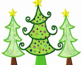 Christmas Tree Trio Applique Digitized Machine Embroidery Design