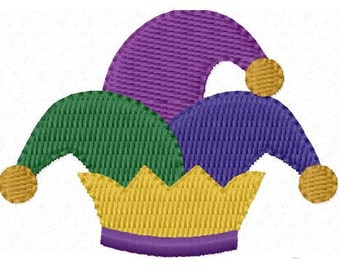 Mardi gras jester hat machine embroidery design