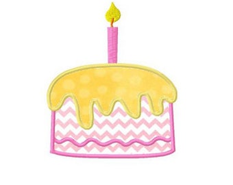 Birthday cake applique machine embroidery design digital pattern