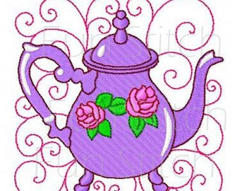Five o'clock tea teatime blocks machine embroidery design