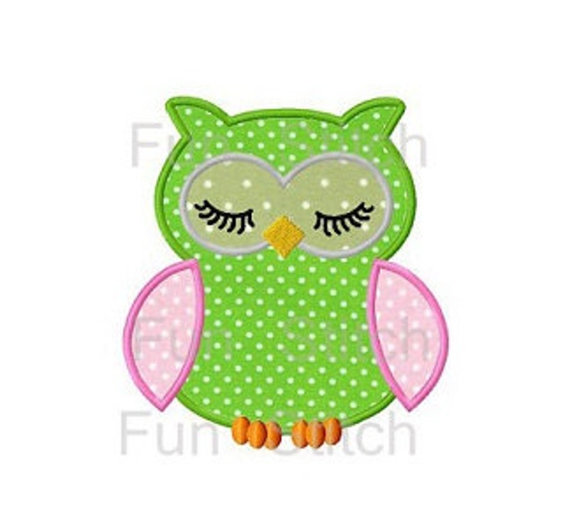 Sleeping owl applique machine embroidery design digital pattern instant download image 1