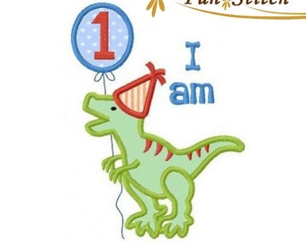 set of 9 dinosaur birthday applique numbers machine embroidery design digital pattern