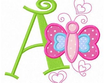 set of 26 butterfly love applique font letters machine embroidery designs