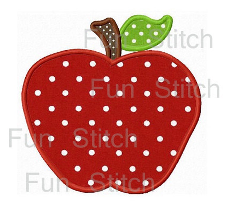 Apple back to school applique design machine embroidery design image 1