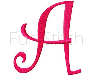 Curly font letters machine embroidery designs 3 sizes