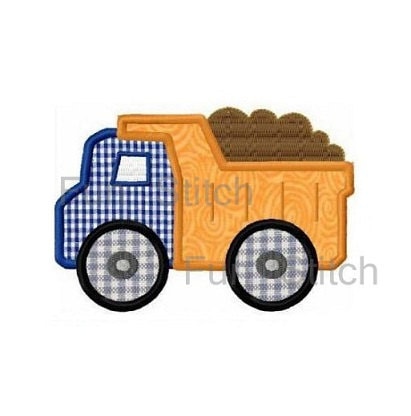 Dump truck applique machine embroidery design