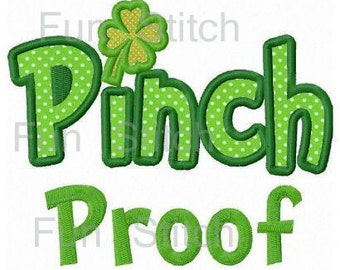 St. Patrick Day pinch proof applique machine embroidery design