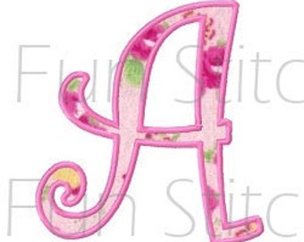 Curly applique font letters machine embroidery design