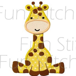 Cute giraffe applique machine embroidery design pattern
