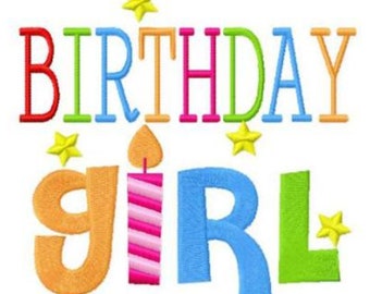 birthday girl machine embroidery design digital