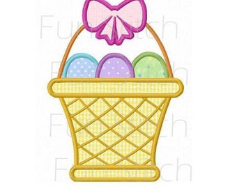 Easter basket applique machine embroidery design