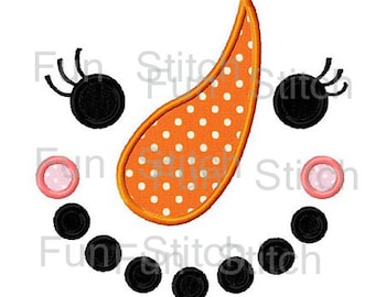 Girl snowman face applique machine embroidery design