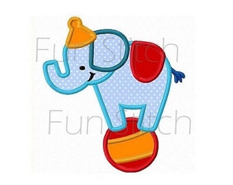 Circus elephant applique machine embroidery design