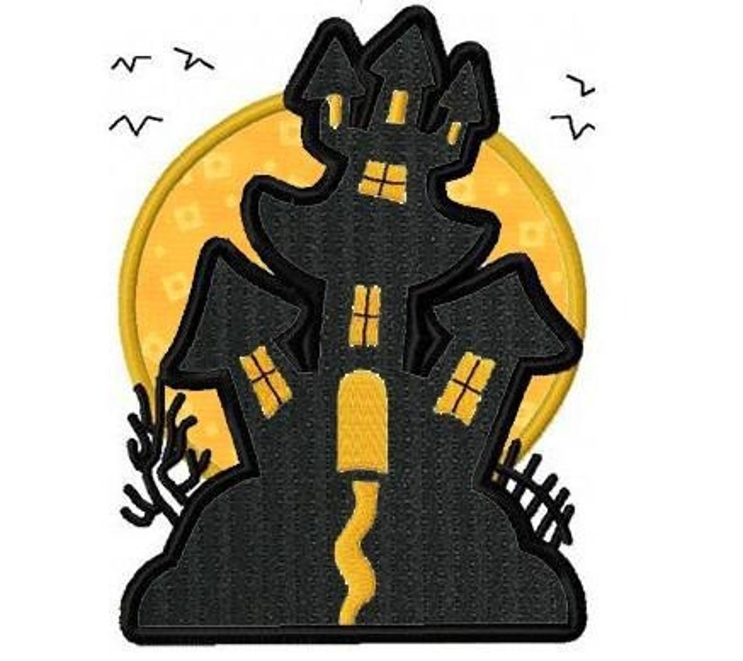 Halloween Spooky House Applique Machine Embroidery Design - Etsy