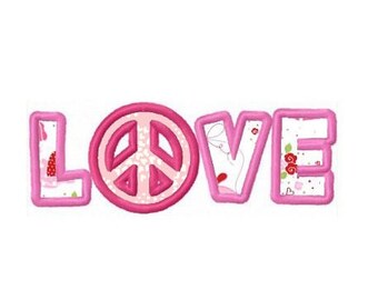 love peace applique machine embroidery design digital pattern instant download