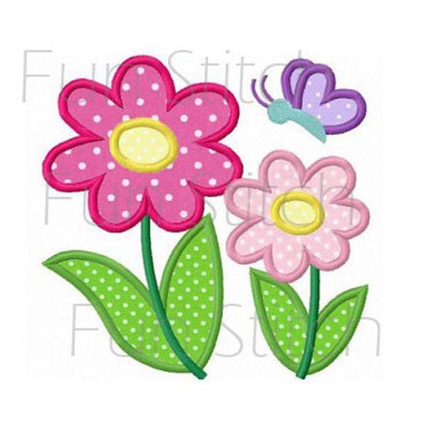 flowers and butterfly machine embroidery design