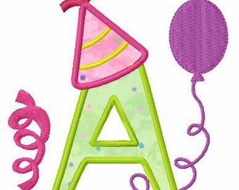 26 birthday applique letters machine embroidery designs