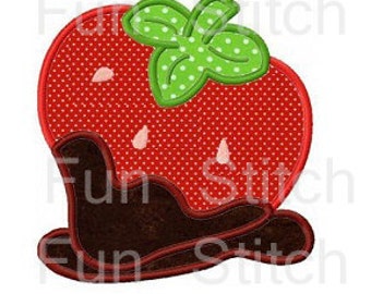 chocolate dipped strawberry applique machine embroidery design