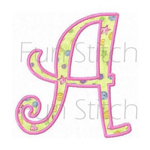 Set of curly applique font letters machine embroidery design