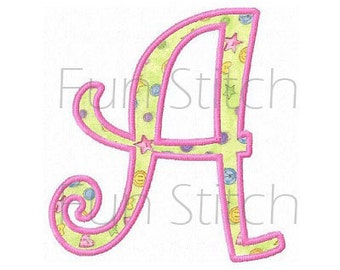 Set of curly applique font letters machine embroidery design