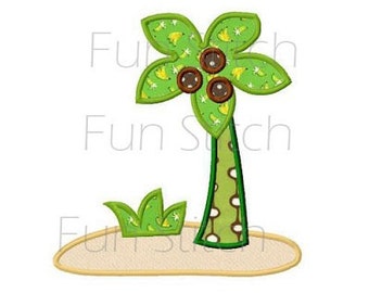 palm tree surfboard applique machine embroidery design