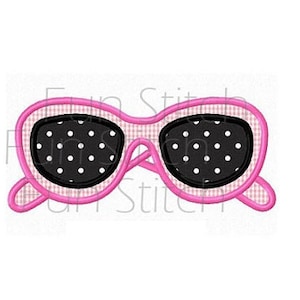 Girl sunglasses applique machine embroidery design digital pattern instant download