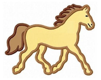 Diseño de bordado a máquina con aplique de caballo pony