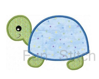 Diseño de bordado a máquina con apliques de tortuga, descarga instantánea
