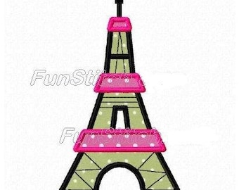 Paris eiffel tower applique machine embroidery design instant download