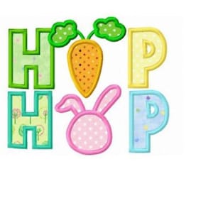 Easter bunny hip hop applique machine embroidery design digital pattern instant download