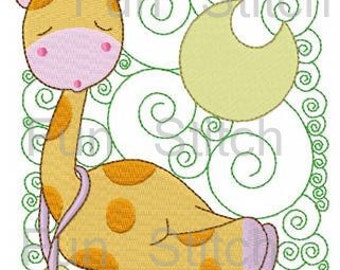 set of 12 jungle baby animals' sleeping machine embroidery design digital pattern instant download