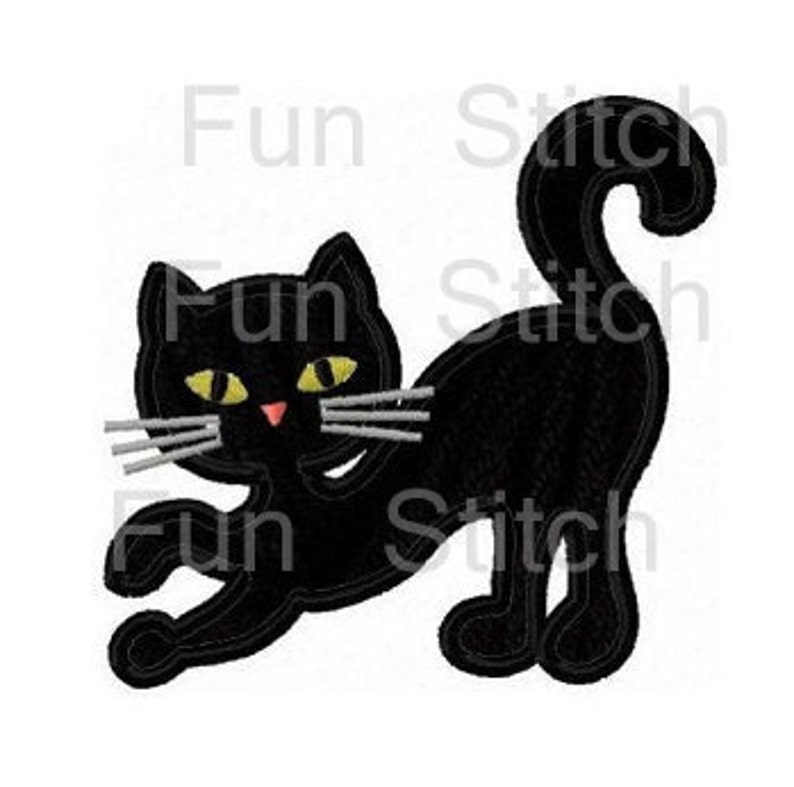 Halloween Black Cat Applique Machine Embroidery Design Etsy