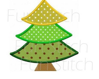 Christmas tree applique machine embroidery design