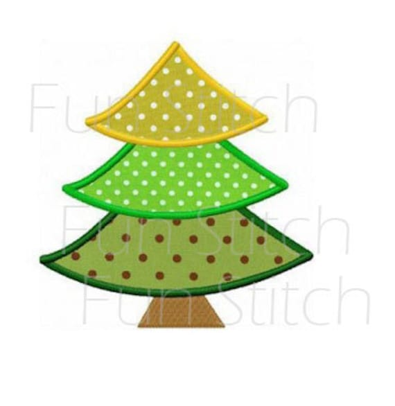 Christmas tree applique machine embroidery design Etsy