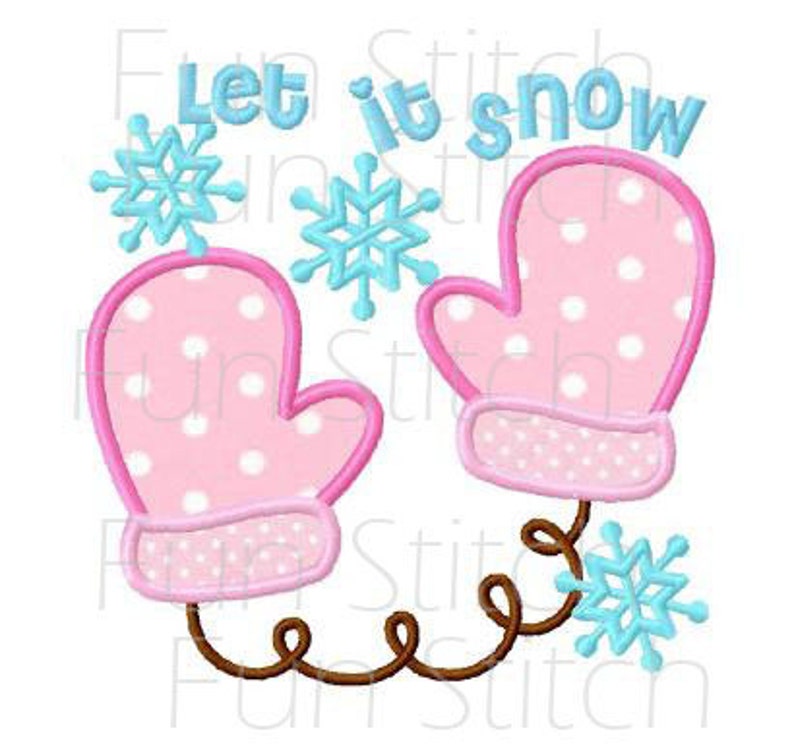 Let it snow mittens applique machine embroidery design  etsy Let it snow mittens applique machine embroidery design  etsy