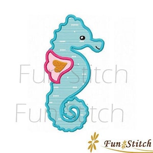 Seahorse applique machine embroidery design instant download digital pattern