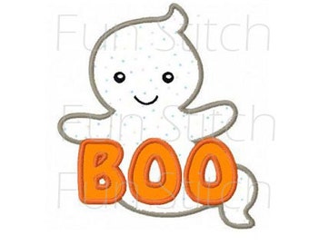 Halloween ghost boo applique machine embroidery design