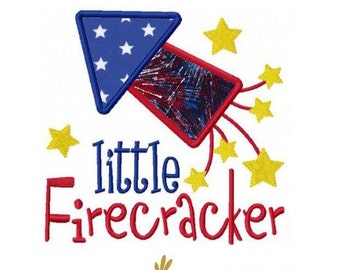 Firecracker fireworks July 4th applique machine embroidery design