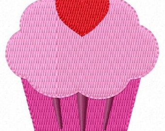 Valentine cupcake heart machine embroidery design