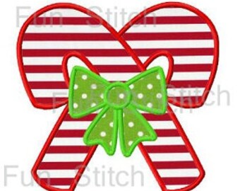 Christmas candy cane applique machine embroidery design