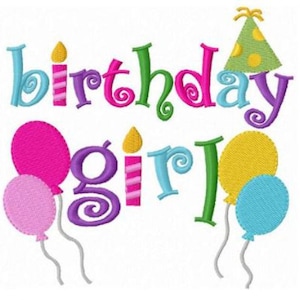 Birthday girl machine embroidery design digital