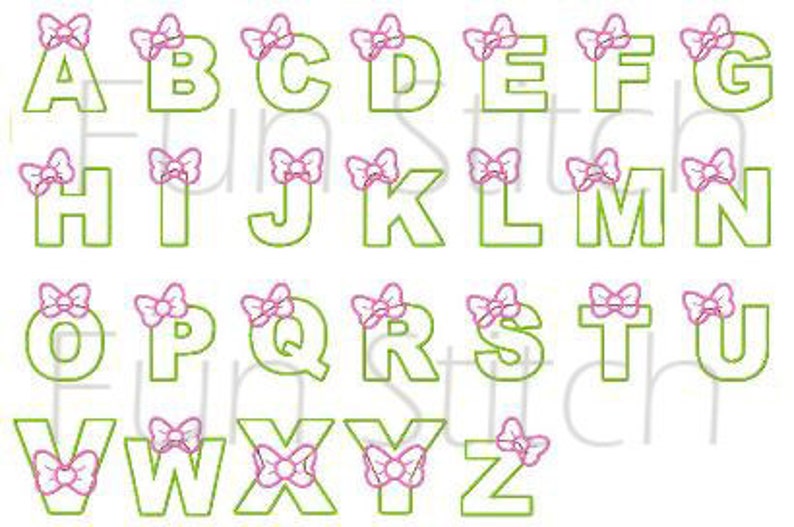Set of 26 Bow Applique Font Letters Machine Embroidery Designs Etsy